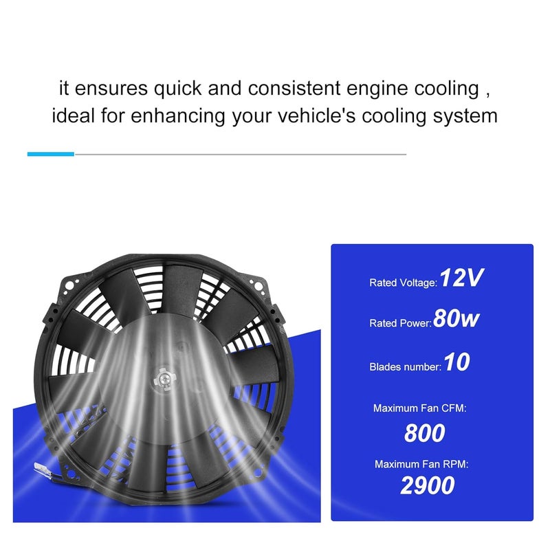 BETTERCLOUD Universal 8 Inch Black Slim Radiator Cooling Fan 12V 80W with Mount Kit – Fits Radiators for Vehicles, Cars, Trucks - Image 3